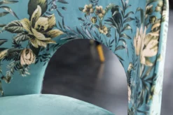 Design Stuhl PRÊT-À-PORTER türkis Samt florales Muster und goldene Fußkappen