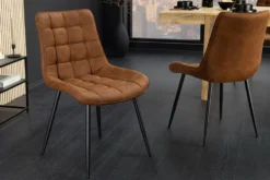 Design Stuhl ROADSTAR antik braun schwarze Metallbeine