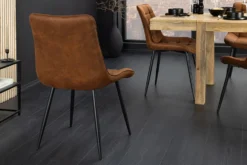 Design Stuhl ROADSTAR antik braun schwarze Metallbeine