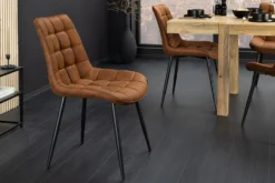 Design Stuhl ROADSTAR antik braun schwarze Metallbeine