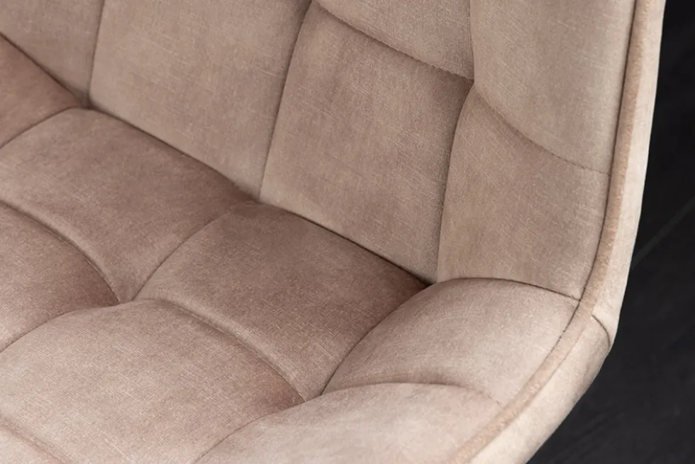 Design Stuhl ROADSTAR champagner greige Samt schwarze Metallbeine