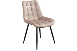 Design Stuhl ROADSTAR champagner greige Samt schwarze Metallbeine