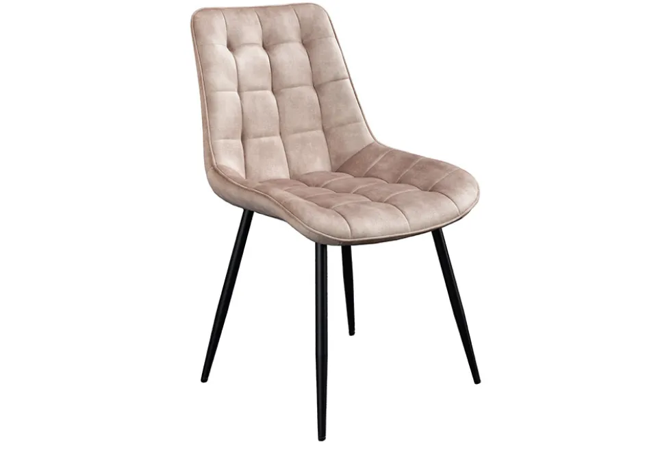 Design Stuhl ROADSTAR champagner greige Samt schwarze Metallbeine