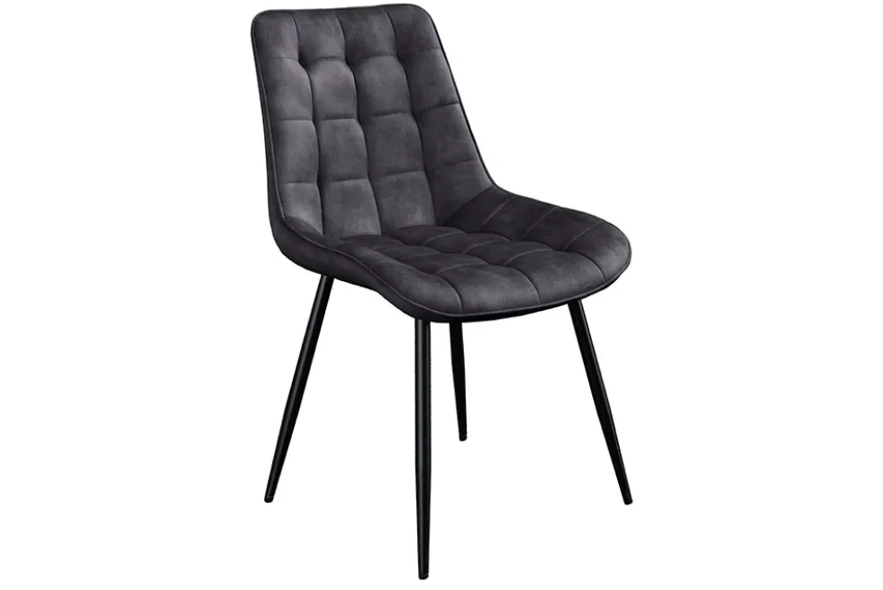 Design Stuhl ROADSTAR grau Samt schwarze Metallbeine