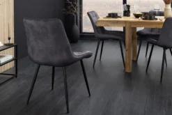 Design Stuhl ROADSTAR grau Samt schwarze Metallbeine