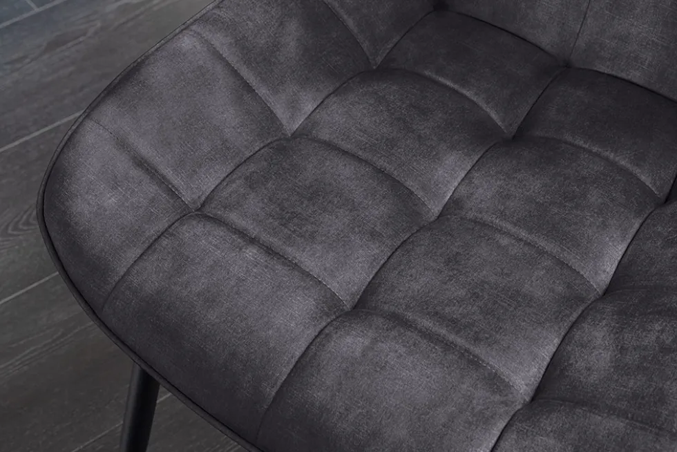 Design Stuhl ROADSTAR grau Samt schwarze Metallbeine