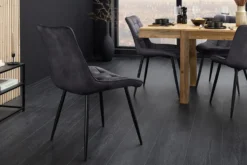 Design Stuhl ROADSTAR grau Samt schwarze Metallbeine