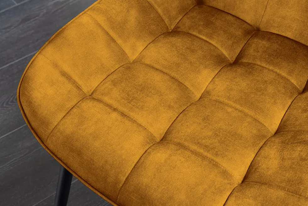 Design Stuhl ROADSTAR senfgelb Samt schwarze Metallbeine