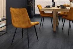 Design Stuhl ROADSTAR senfgelb Samt schwarze Metallbeine