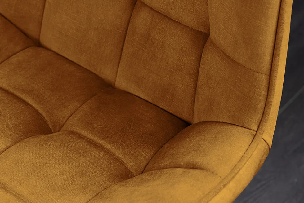 Design Stuhl ROADSTAR senfgelb Samt schwarze Metallbeine