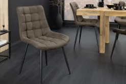 Design Stuhl ROADSTAR taupe schwarze Metallbeine