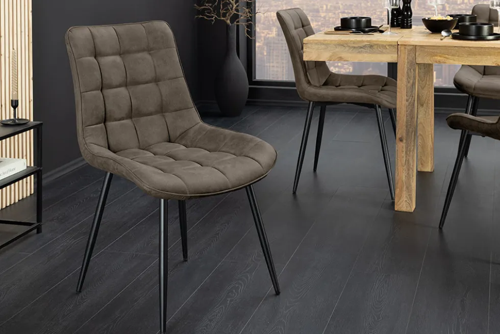 Design Stuhl ROADSTAR taupe schwarze Metallbeine