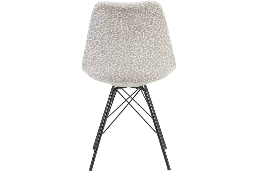 Design Stuhl SCANDINAVIA MEISTERSTÜCK beige grau Chenille schwarz Metallgestell