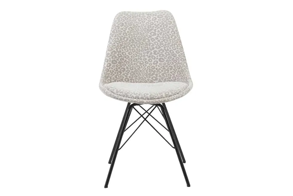 Design Stuhl SCANDINAVIA MEISTERSTÜCK beige grau Chenille schwarz Metallgestell