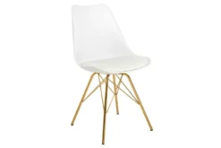 Design Stuhl SCANDINAVIA MEISTERSTÜCK weiß goldene Beine