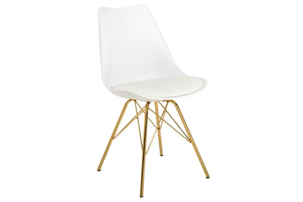 Design Stuhl SCANDINAVIA MEISTERSTÜCK weiß goldene Beine