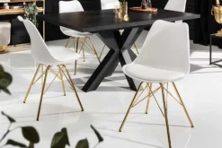 Design Stuhl SCANDINAVIA MEISTERSTÜCK weiß goldene Beine