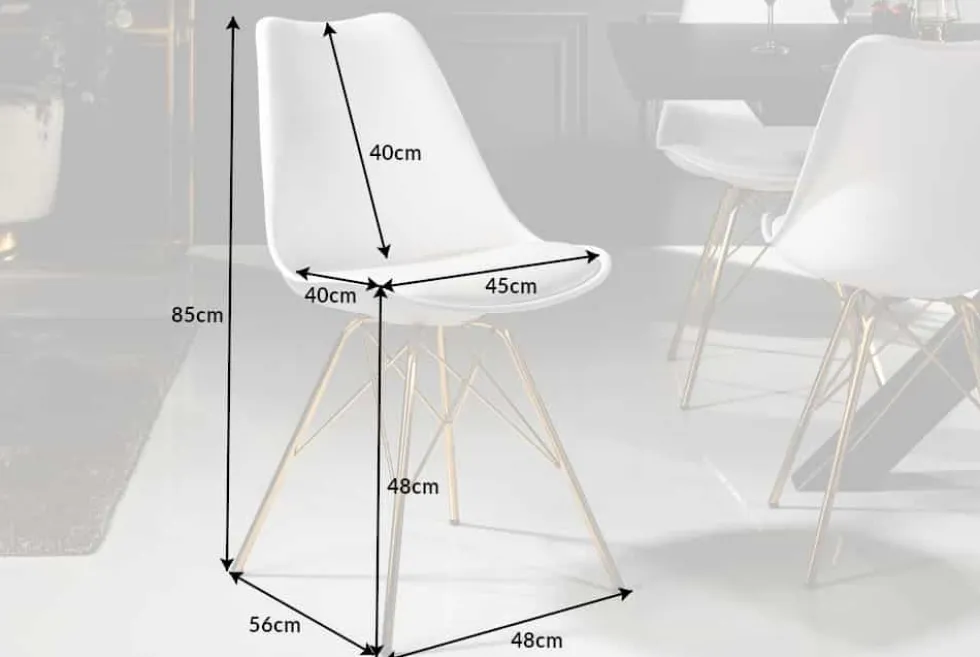 Design Stuhl SCANDINAVIA MEISTERSTÜCK weiß goldene Beine