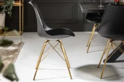 Design Stuhl SCANDINAVIA MEISTERSTÜCK schwarz goldene Beine