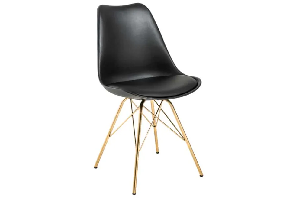 Design Stuhl SCANDINAVIA MEISTERSTÜCK schwarz goldene Beine