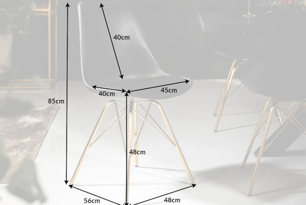 Design Stuhl SCANDINAVIA MEISTERSTÜCK schwarz goldene Beine