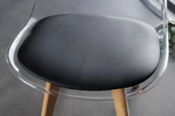 Design Stuhl SCANDINAVIA MEISTERSTÜCK transparent schwarz Kunststoff Buchenholz natur