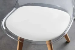 Design Stuhl SCANDINAVIA MEISTERSTÜCK transparent weiß Kunststoff Buchenholz natur