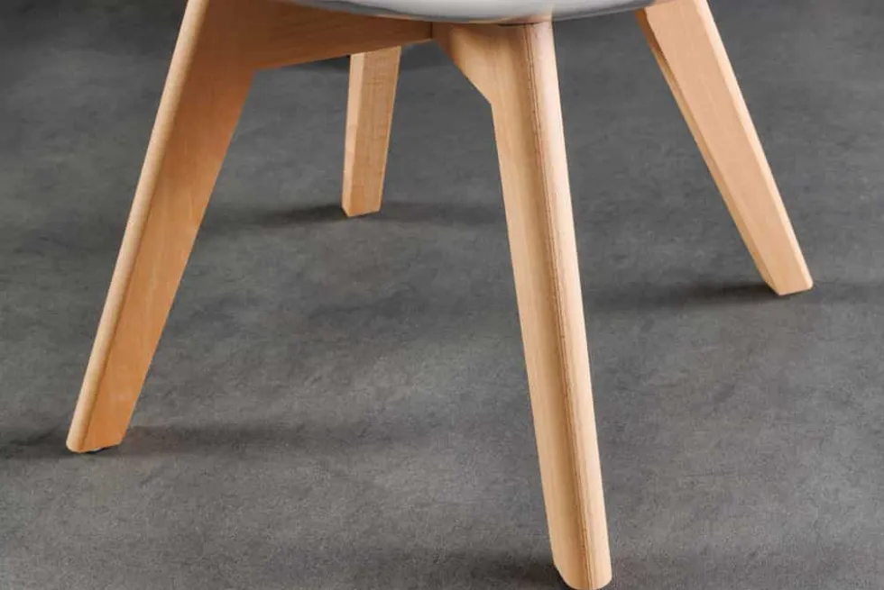 Design Stuhl SCANDINAVIA MEISTERSTÜCK transparent weiß Kunststoff Buchenholz natur