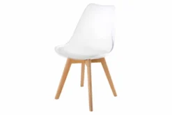 Design Stuhl SCANDINAVIA MEISTERSTÜCK transparent weiß Kunststoff Buchenholz natur