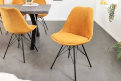 Design Stuhl SCANDINAVIA MEISTERSTÜCK senfgelb Cord schwarze Metallbeine