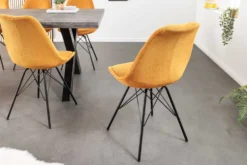 Design Stuhl SCANDINAVIA MEISTERSTÜCK senfgelb Cord schwarze Metallbeine