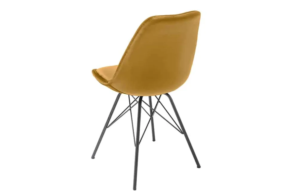 Design Stuhl SCANDINAVIA MEISTERSTÜCK senfgelb Samt schwarze Metallbeine