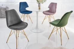Design Stuhl SCANDINAVIA MEISTERSTÜCK dunkelgrau Samt goldene Beine