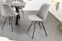 Design Stuhl SCANDINAVIA MEISTERSTÜCK grau Cord schwarz Metall-Gestell
