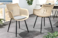 Design Stuhl SIGNUM greige schwarz Kunststoff Indoor Outdoor mit Armlehnen