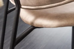 Design Stuhl VOGUE champagner greige Samt schwarze Metallbeine