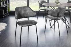 Design Stuhl VOGUE grau Samt schwarze Metallbeine