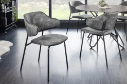 Design Stuhl VOGUE grau Samt schwarze Metallbeine