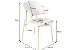 Design Stuhl VOGUE weiß Bouclé goldene Metallbeine
