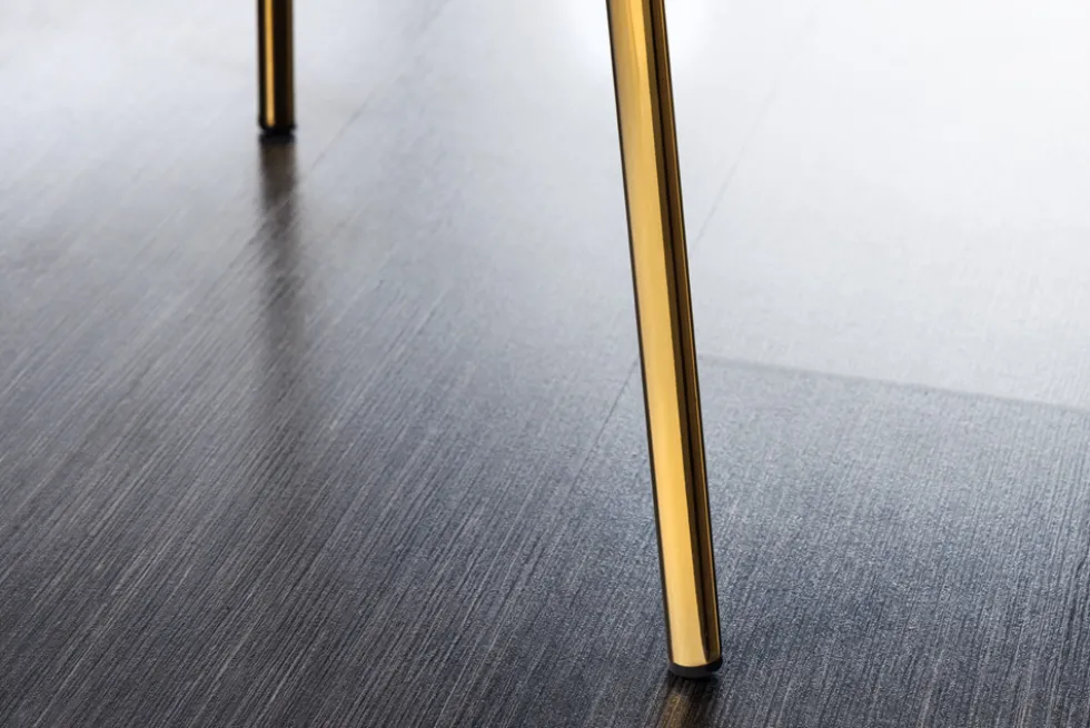 Design Stuhl VOGUE weiß Bouclé goldene Metallbeine