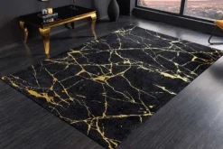 Design Teppich MARBLE 240x160cm schwarz gold Marmor-Optik Flachgewebe