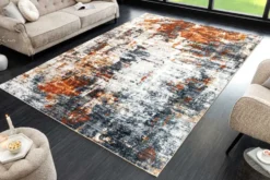 Design Teppich MODERN ART 230x160cm grau kupfer Kurzflor Indoor-Teppich