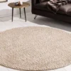 Design Teppich WOOL 150cm beige rund Wolle Handarbeit
