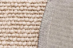 Design Teppich WOOL 150cm beige rund Wolle Handarbeit