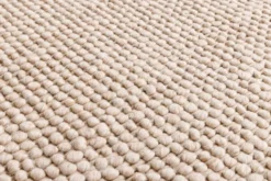 Design Teppich WOOL 150cm beige rund Wolle Handarbeit