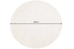 Design Teppich WOOL 150cm beige rund Wolle Handarbeit