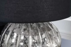 Design Tischlampe ABSTRACT 50cm silber schwarz Metall Stoffschirm handmade