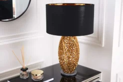 Design Tischlampe ABSTRACT LEAF gold Metall schwarz Marmorfuß handmade