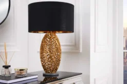 Design Tischlampe ABSTRACT LEAF gold Metall schwarz Marmorfuß handmade