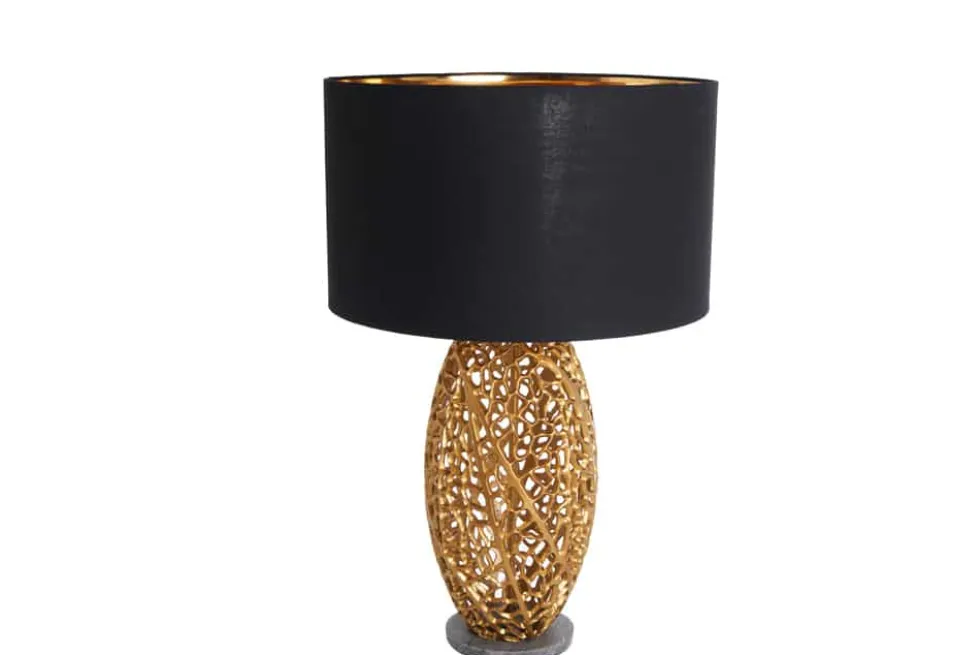 Design Tischlampe ABSTRACT LEAF gold Metall schwarz Marmorfuß handmade